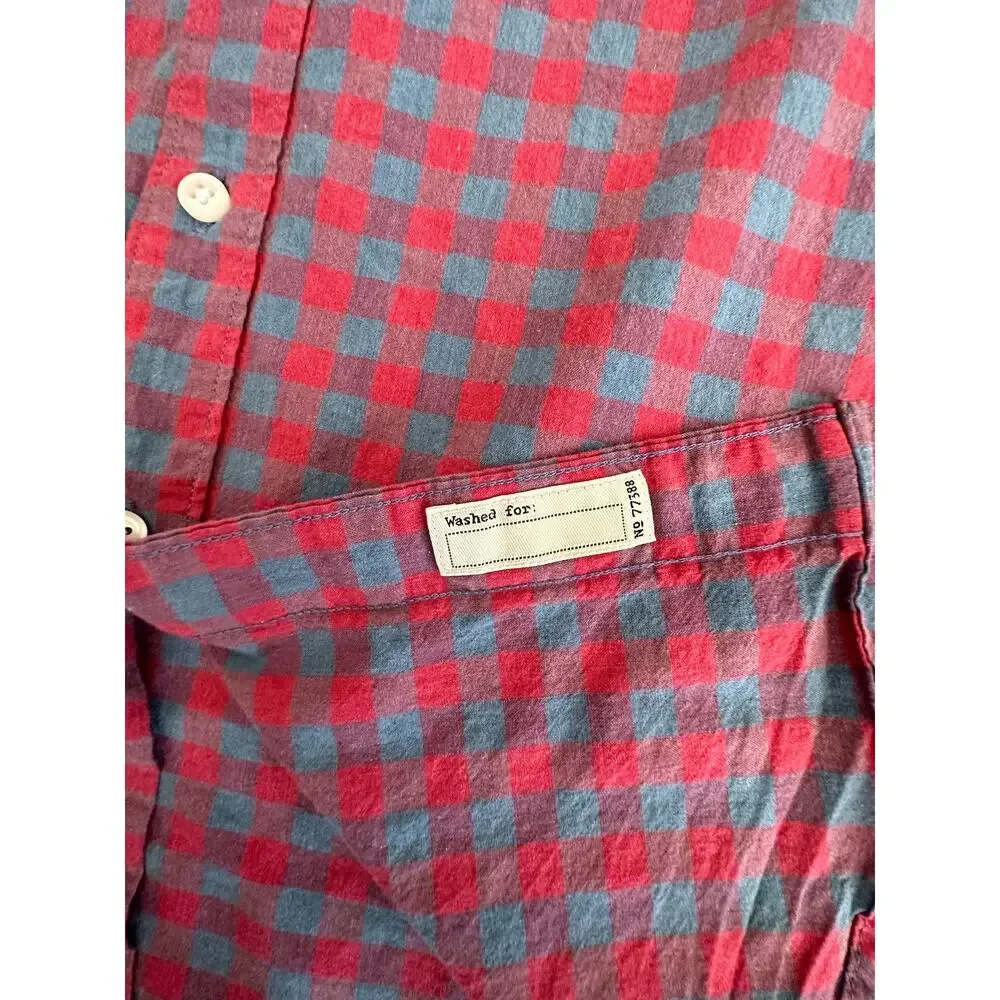 ReImagined J Crew Mens Slim Fit Flannel Shirt Size Small Red Blue‎ Plaid Stretch